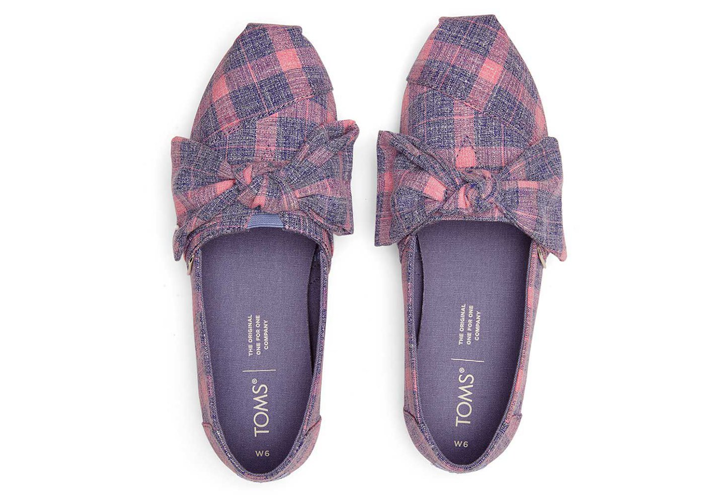 Toms Espadryle Damskie Fioletowe/Różowe - Alpargata Plaid Bow - 97PDCUGXY